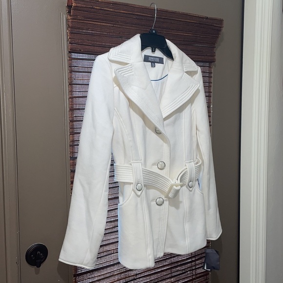 Kenneth Cole Reaction Womens Cream Pea Coat Size Small NWT - Picture 3 of 10